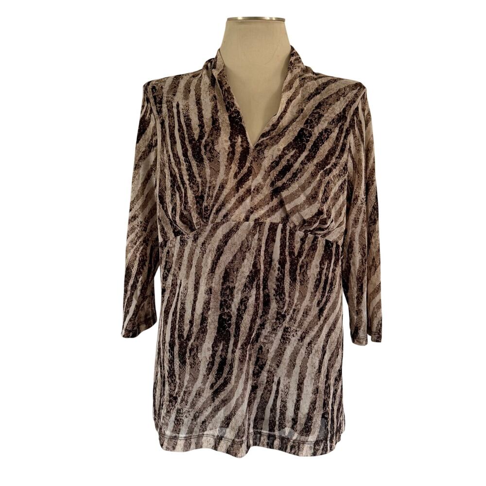 Y2K 2000s Mesh Zebra Babydoll Blouse Plus Size 1X Punk Mob Wife